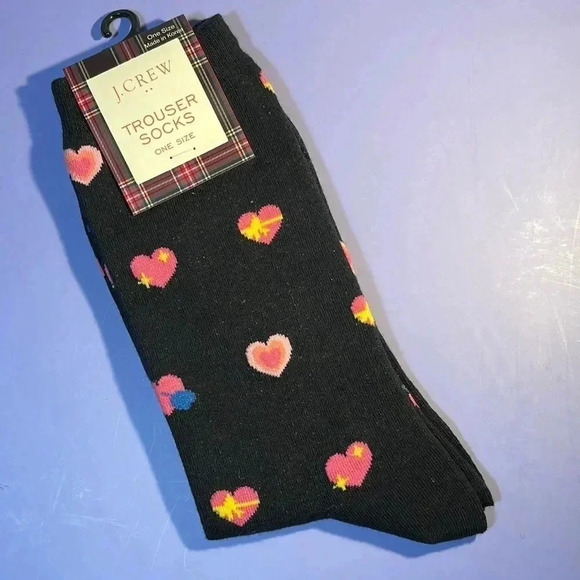 J. Crew Accessories - J CREW Blue W. Pink Hearts Trouser  Socks